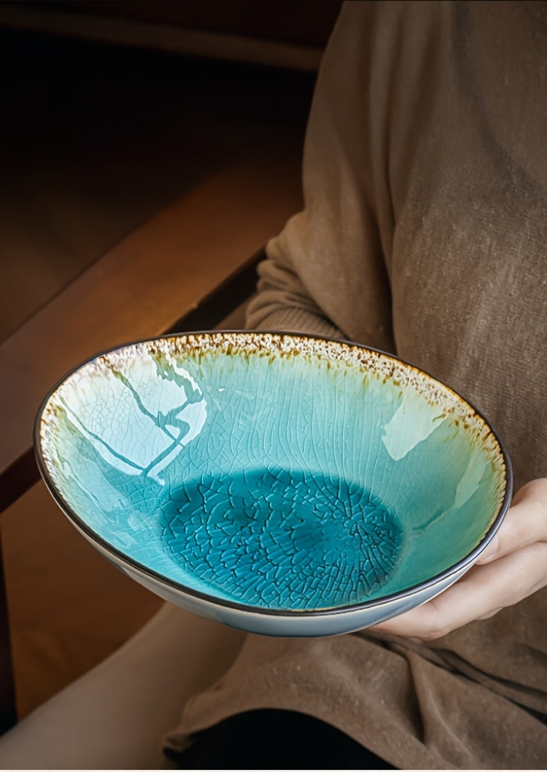Ice Crack Glaze Ceramic Bowl (8") – Scratch-Resistant Ramen & Pasta Bowl