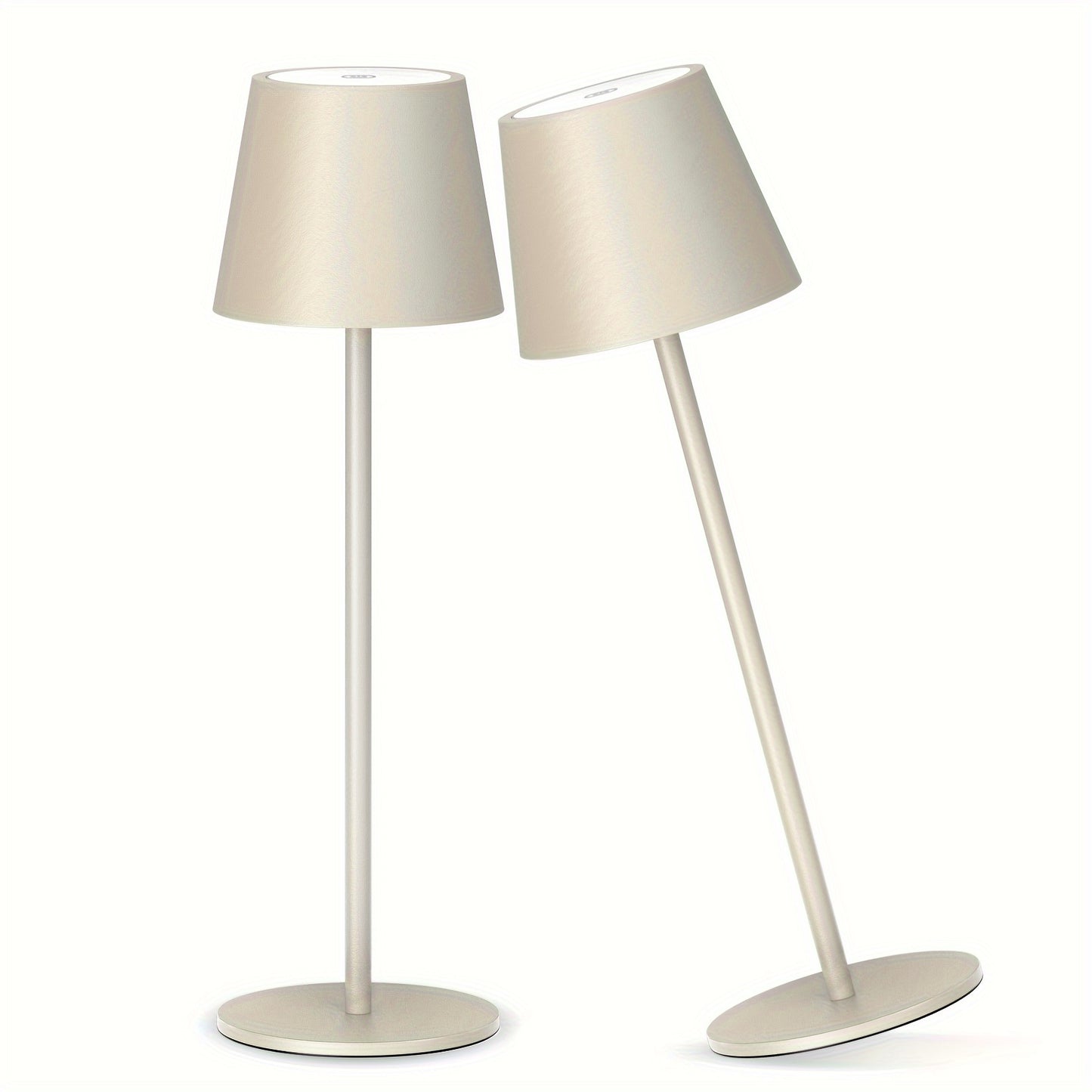 2pcs Rechargeable LED Cordless Table Lamp, 5000mAh Battery Powered Portable Desk Lamp, Outdoor Camping Lamp 3W Dining Table Lamps, Stepless Dimmable Battery Lamp for Restaurant/ Camping Lighting (Off White/ Black/ White/ Gold