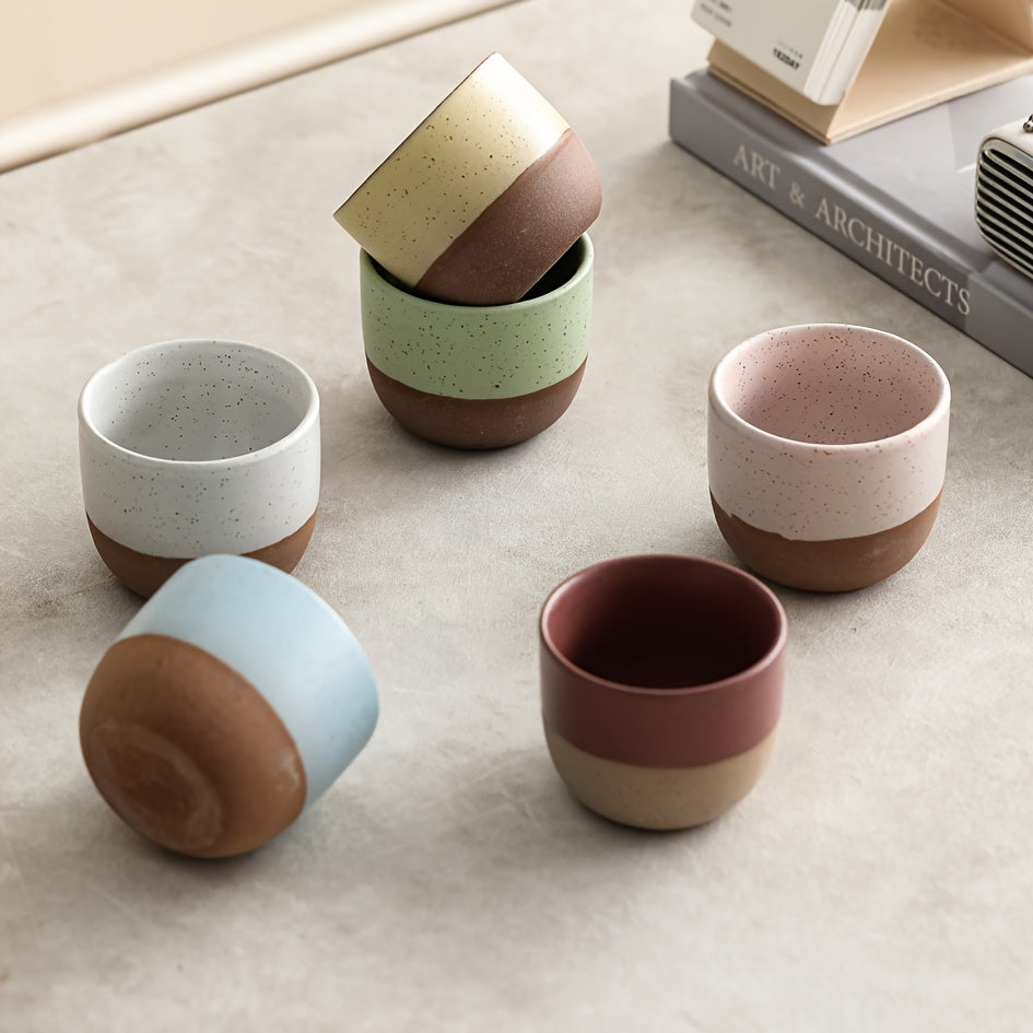 2/4pcs 6.7Oz/190Ml Stoneware Short Mug Coffee Cup, Christmas/Valentine'S Day Gift for Boyfriend/Girlfriend/Family, Suitable for Home Daily/Office/Afternoon Tea Cup, Thickened Anti-Slip Wear-Resistant Machine Washable