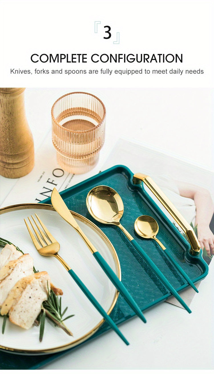 24pcs Stainless Steel Cutlery Set | KEMORELA Luxury Kitchen Cutlery Dishwasher Safe, 304 Stainless Steel