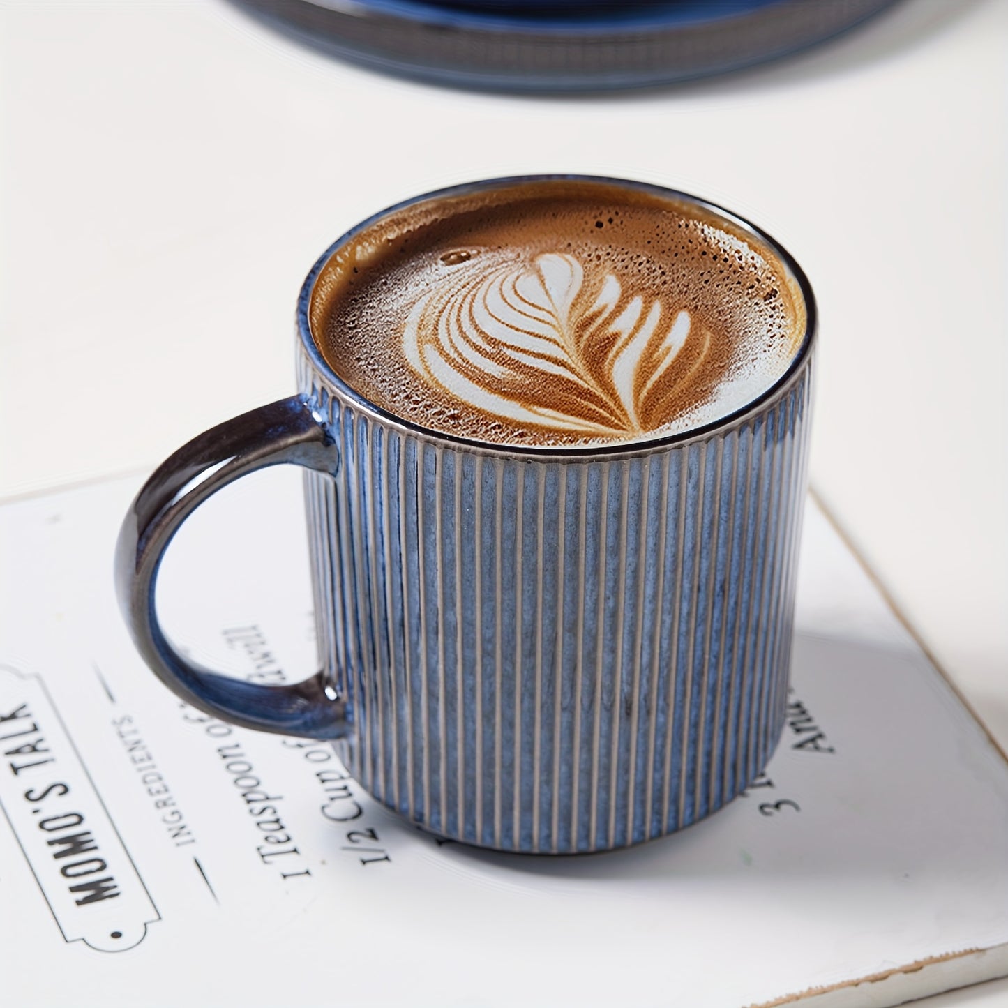 Blue Striped Reactive Glaze Dinnerware Set (16-Piece) – Ceramic Tableware for 4