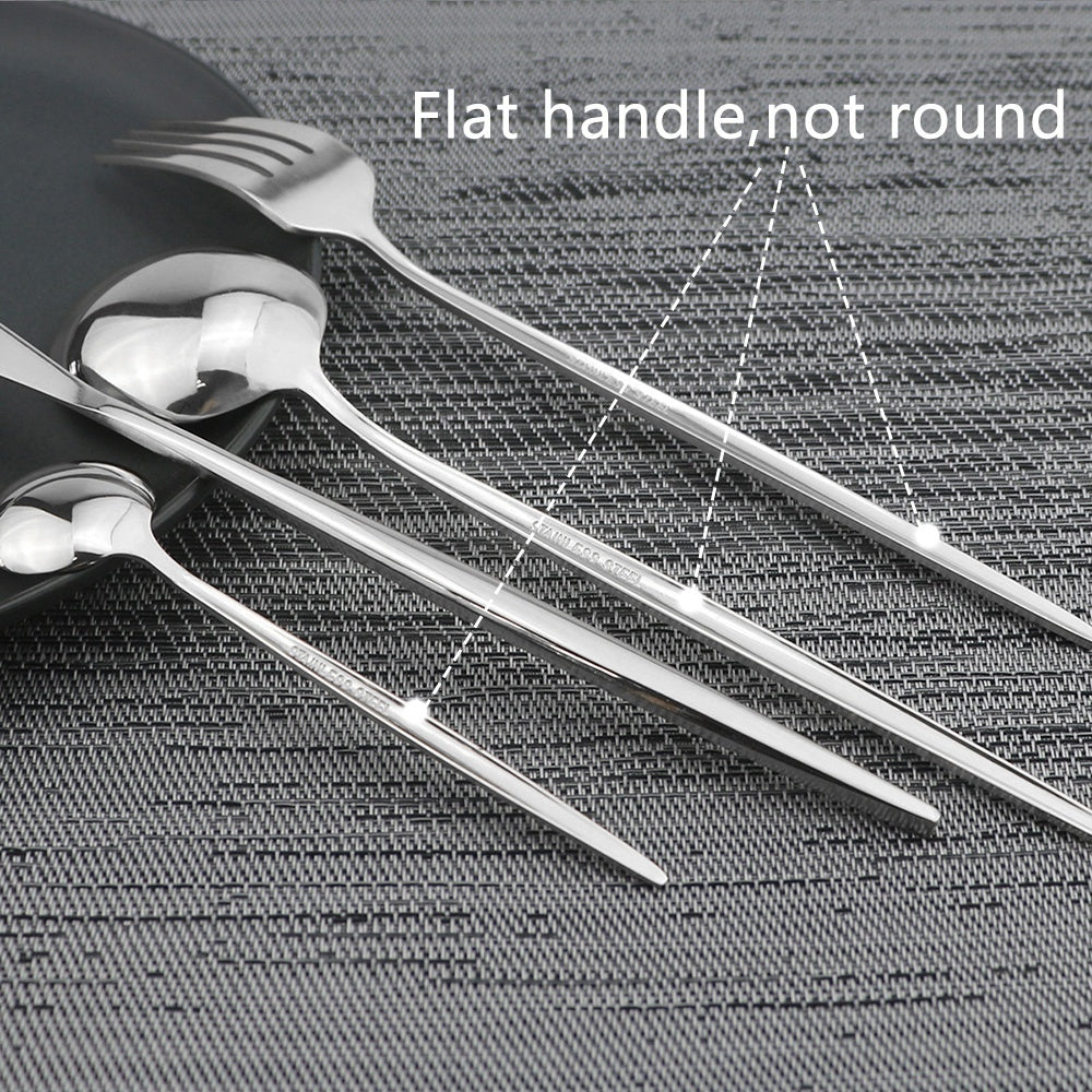 24pcs Black And Golden Elegant Stainless Steel Tableware Set, Including Forks, Knives, Spoons, Service Spoons And Service Forks - Perfect for Holiday Gifts Or High-end Kitchen Decoration, Holiday Tableware with Elegant Design