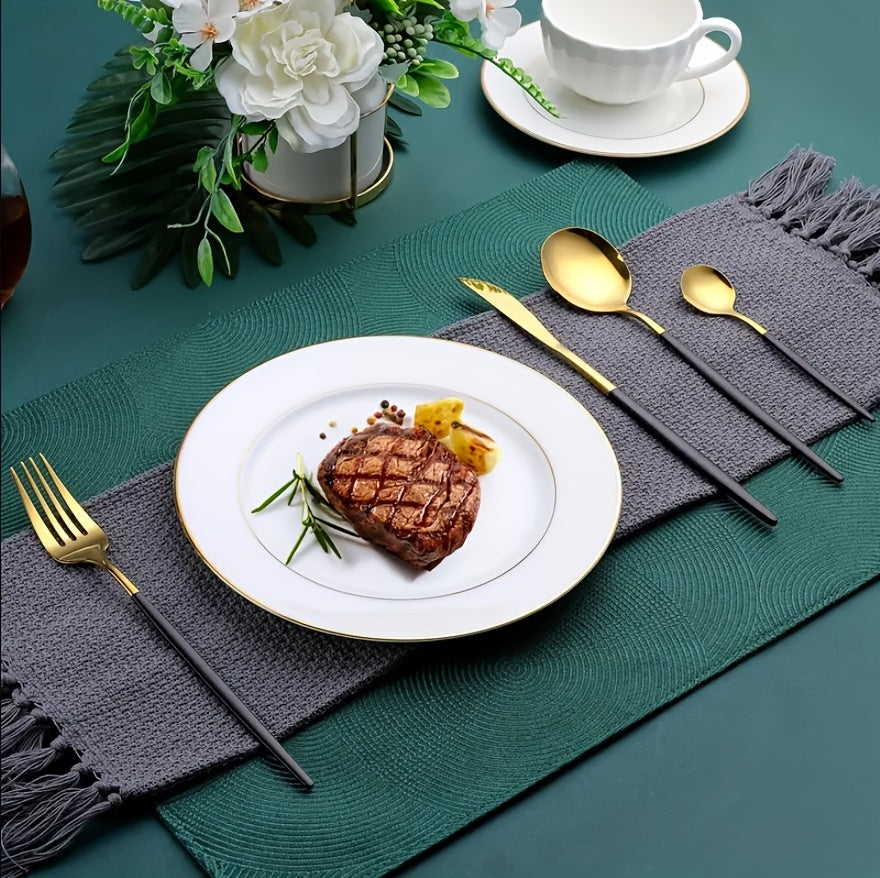 30pcs Portuguese Stainless Steel Flatware Set - Mirror Polish Heavy-Duty 410 Cutlery Suitable for, Weddings, Catering, Dishwasher Safe Utensils for Banquets, Parties, Hotels, Cafes - Elegant Tableware Gift for Events & Birthd