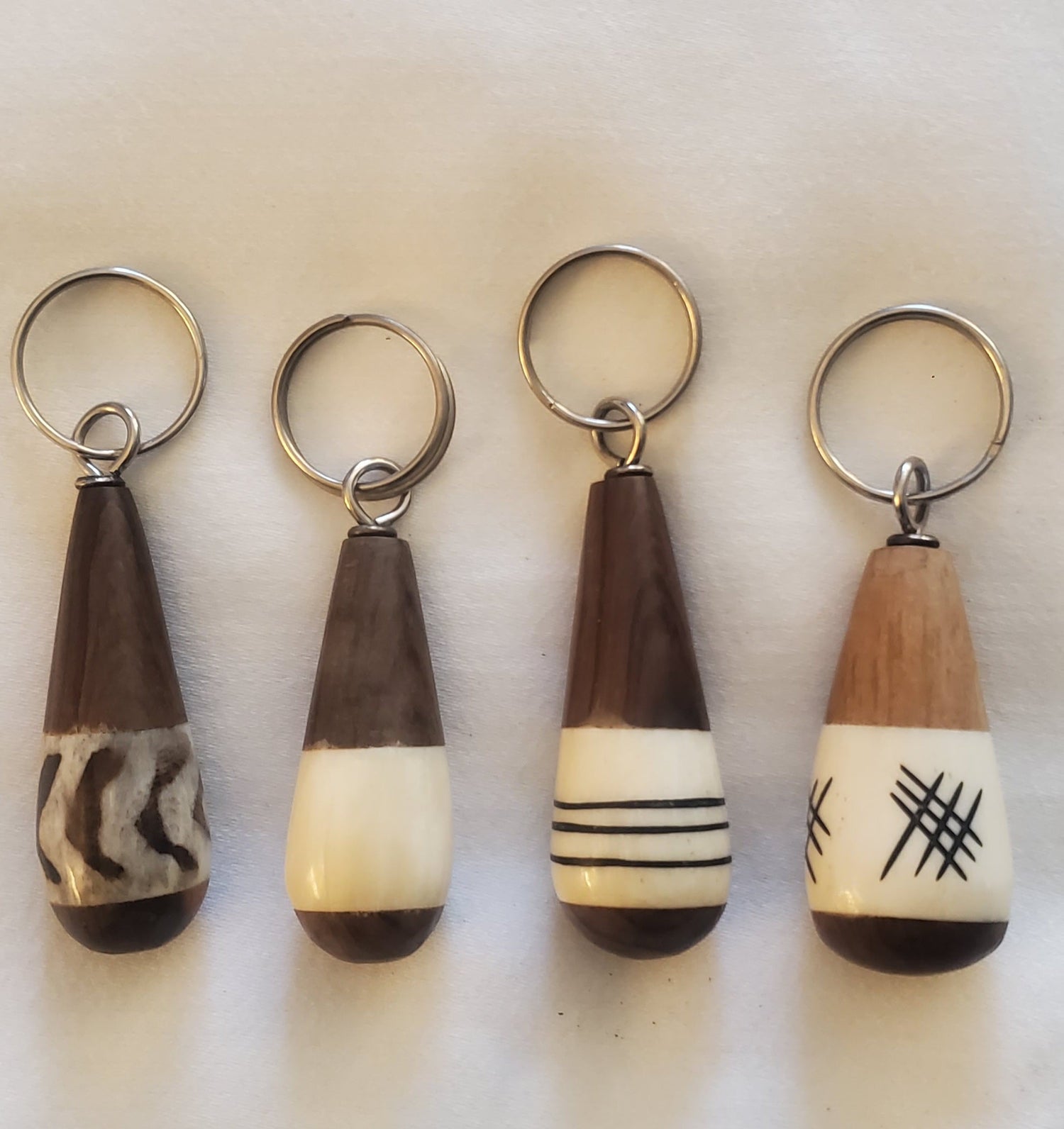 Wood Bone Key Chains - Hand Carved Assorted Designs-0
