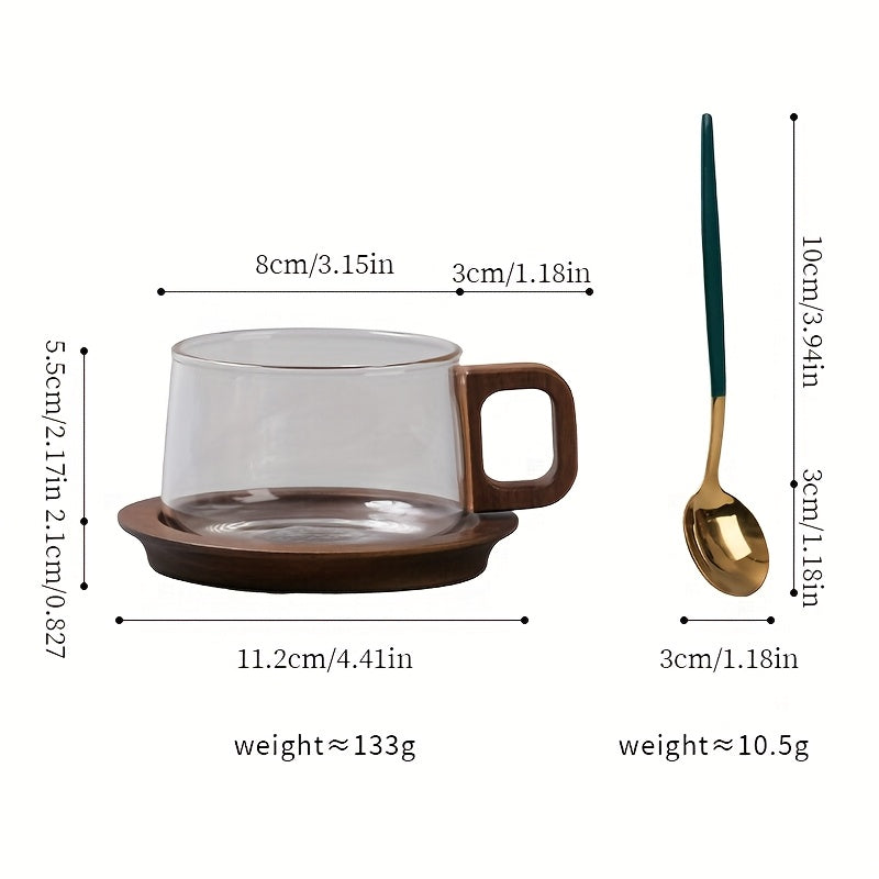 Hot Selling New American Style Coffee Cup Set, High-Quality Transparent Borosilicate Glass Latte Mug, Niche High-End Aesthetic