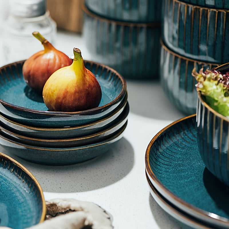 Blue Ceramic Pasta Bowl Set (2-Piece, 26oz, 6") – Microwave & Dishwasher Safe