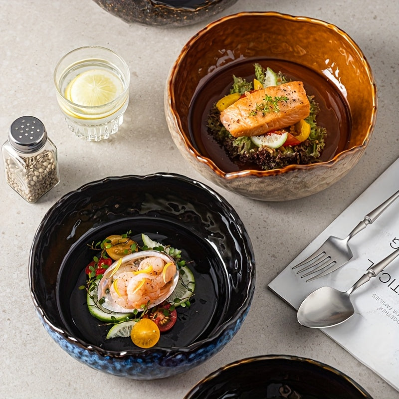 Irregular Kiln-Fired Ceramic Plate Set (2-Piece) – 8" Dinner Plate & 4" Dessert Plate