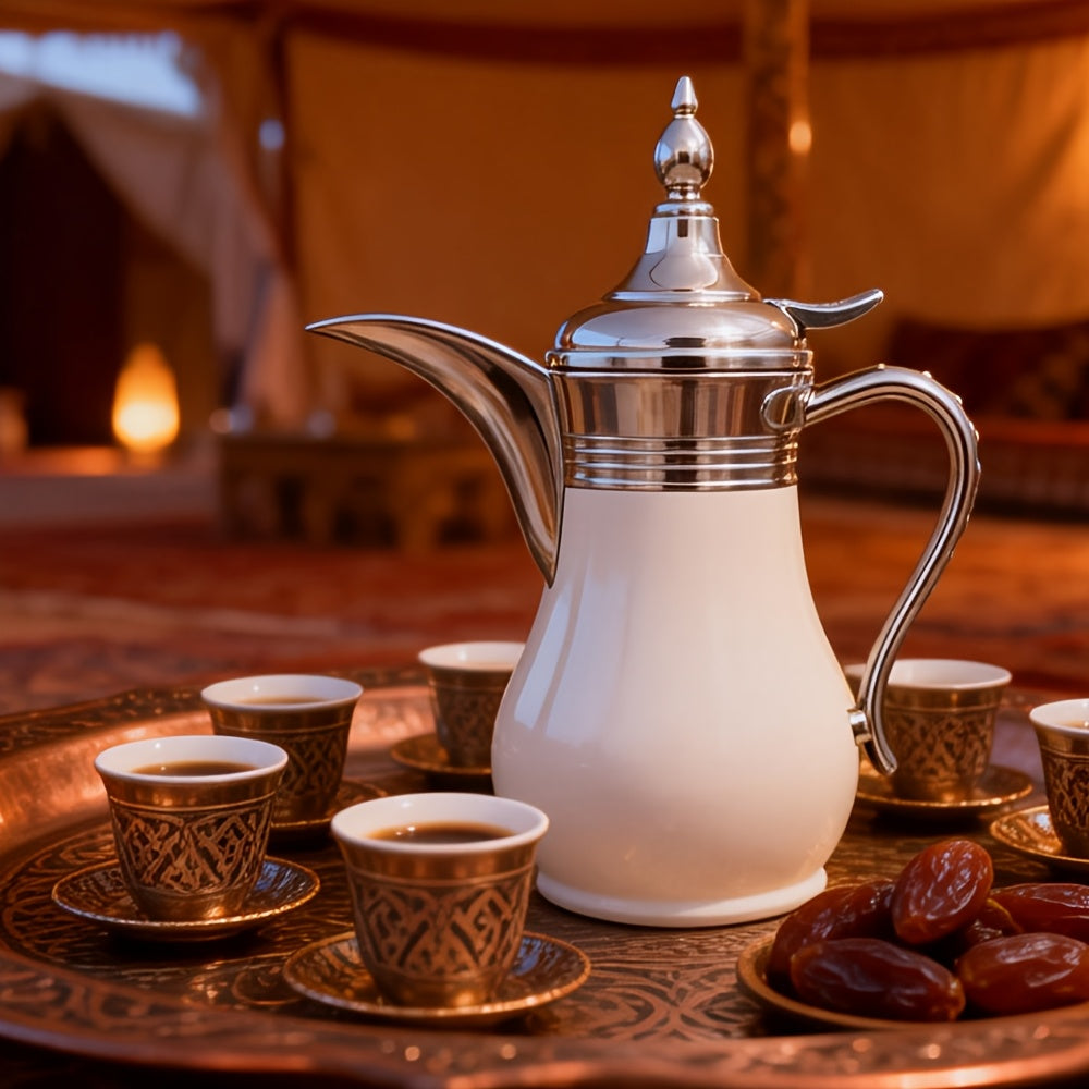 Middle Eastern Arabic Turkey-Inspired Stainless Steel Coffee Pot Dallah Pot Coffee Maker, Double-Wall Insulated Coffee Pot with Lid And Hand, Multiple Colors And Capacities Available for Women, Men, Guests, Best Gift Idea, Ki