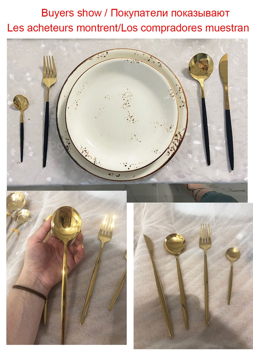 24pcs Black And Golden Elegant Stainless Steel Tableware Set, Including Forks, Knives, Spoons, Service Spoons And Service Forks - Perfect for Holiday Gifts Or High-end Kitchen Decoration, Holiday Tableware with Elegant Design