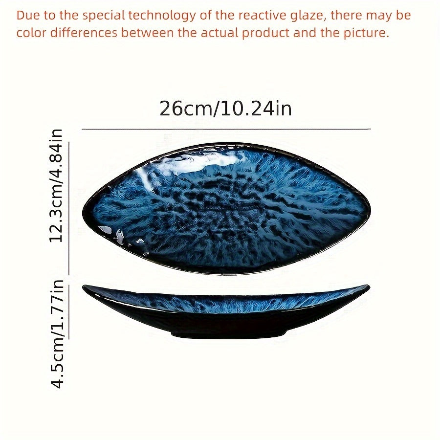 Japanese Navy Blue Ceramic Plate (1 Piece) – Scratch-Resistant Sushi & Dessert Dish