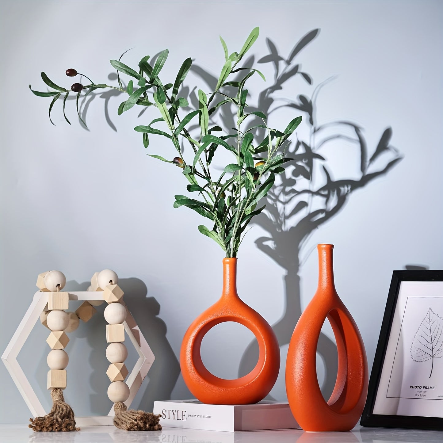 Set of 2 Ceramic Vases for Home Decor, Perfect for Flowers, Weddings, and Centerpieces - Ideal for Living Room, Kitchen, Bathroom, and Office Tables