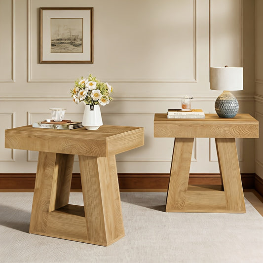 24” Wooden Side Table – Double-Layer Narrow Farmhouse Accent Table