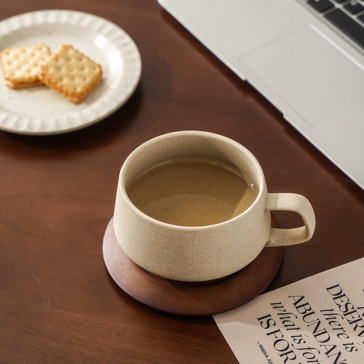 1 Set of Ceramic Coffee Cup And Saucer for Home Kitchen, Restaurant, Living Room, Gift, Drinking Cup, Tea Cup, Cold Drink Cup, Insulated And Cold-Resistant Mug, Coffee Cup And Saucer, Industrial Cup And Saucer, Suitable for T