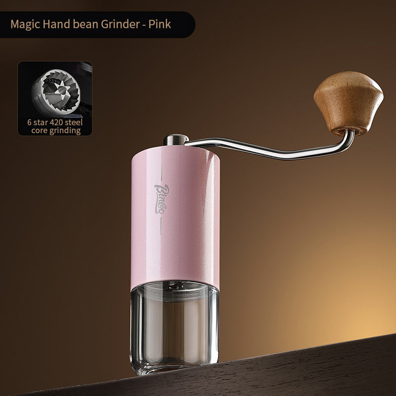 Bincoo Phantom Series Manual Coffee Grinder Featuring 6 Star Steel Burrs, a Portable Hand Crank Mill with Adjustable Grind Settings Suitable for Espresso, Pour Over, French Press, And Drip Coffee, Ideal for Home, Travel, Camp