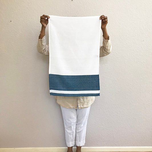 Ocean Hued Blue Kitchen Towels 18x28 Handwoven Cotton