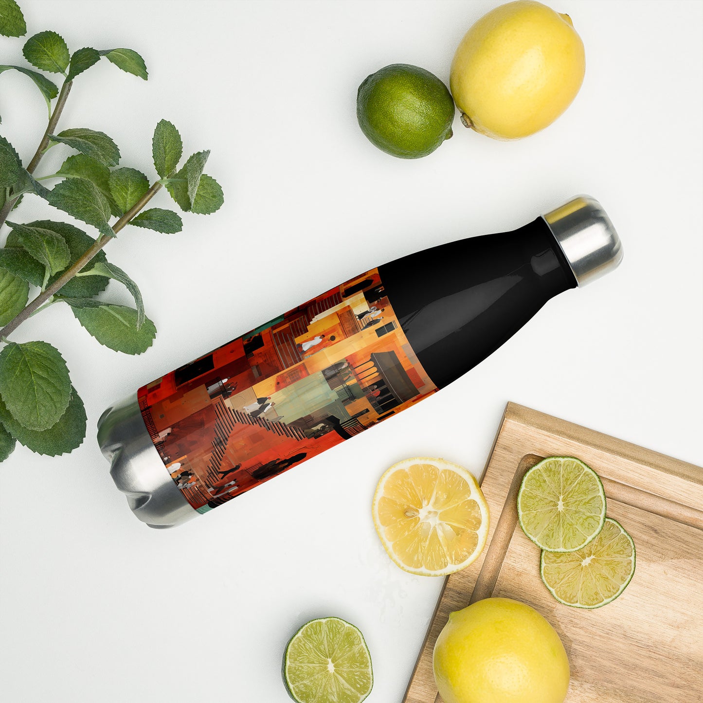 Tetrix City Layers Collage – Stainless Steel Water Bottle