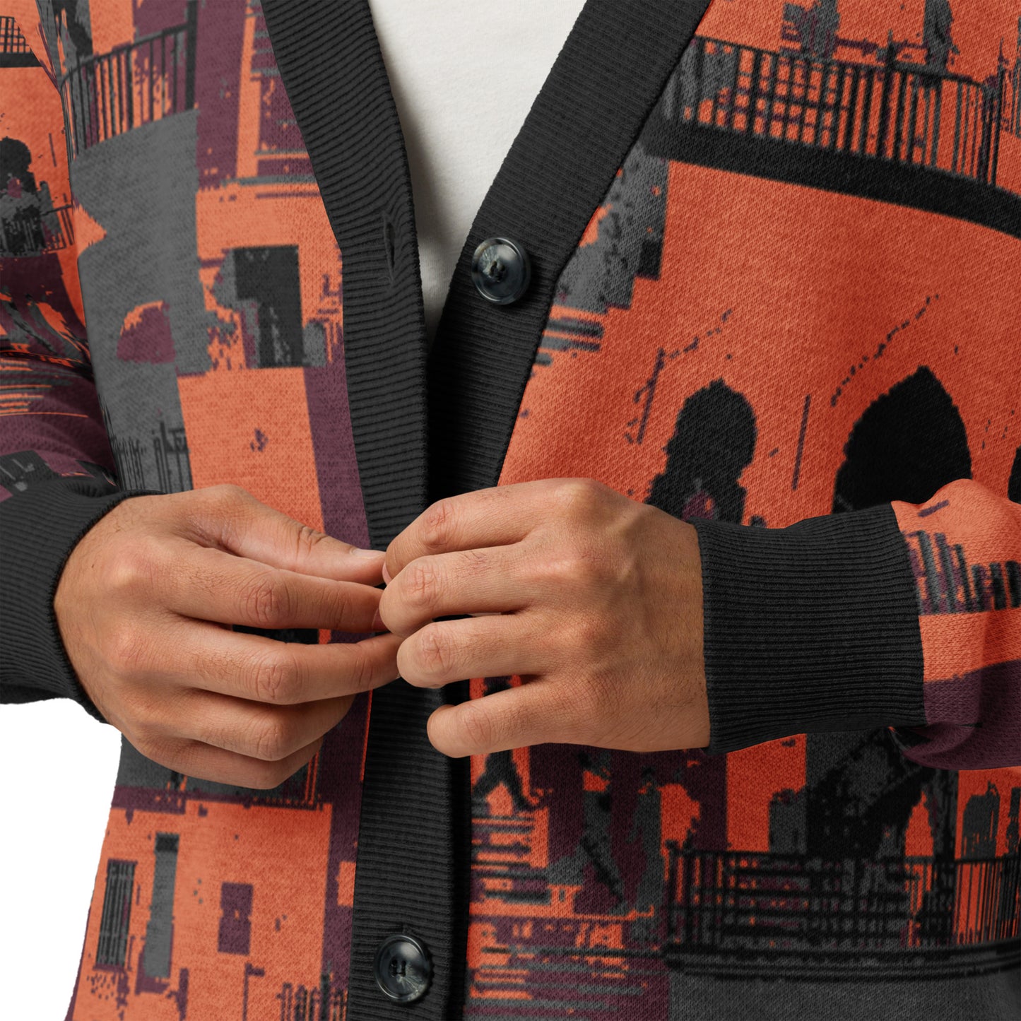 Tetrix City Layers Collage – Knitted Cardigan
