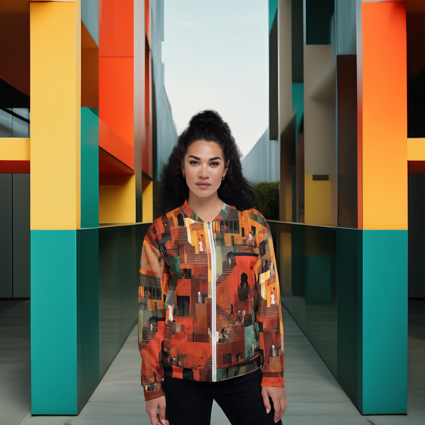 Tetrix City Layers Collage – All-Over Print Bomber Jacket