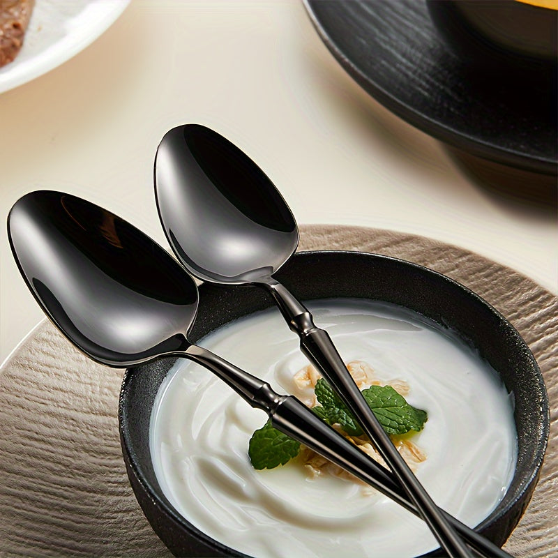 20pcs Silverware Set, Stainless Steel Flatware Utensils Cutlery Set Including Steak Knife Fork And Spoon, Dishwasher Safe (black)