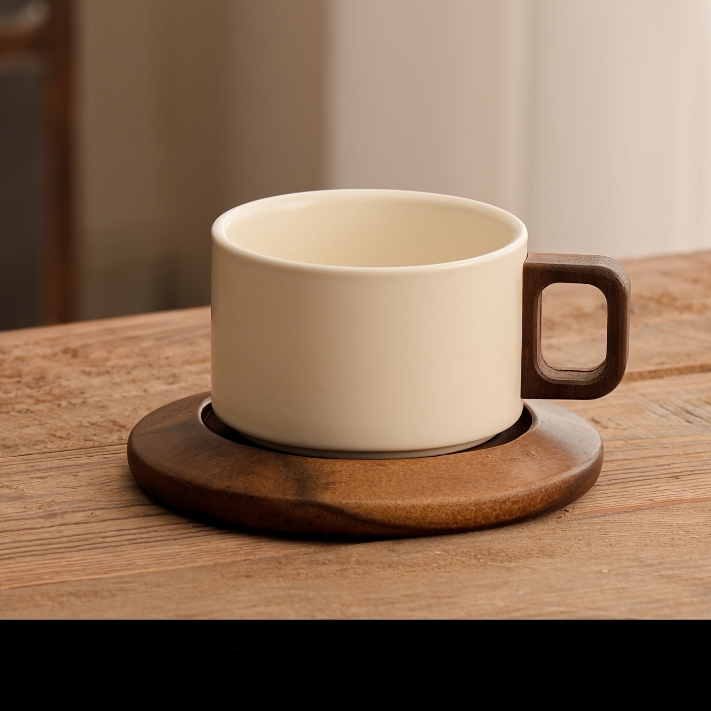 1 Set 250ml Milky White Ceramic Coffee Cup and Saucer Set/Classic Straight Design/Heat-Resistant Handmade Coffee Cup/Mug/Latte Art Cup/Suitable for Coffee Art/Tea Cup/for Home/Cafes/Gifting