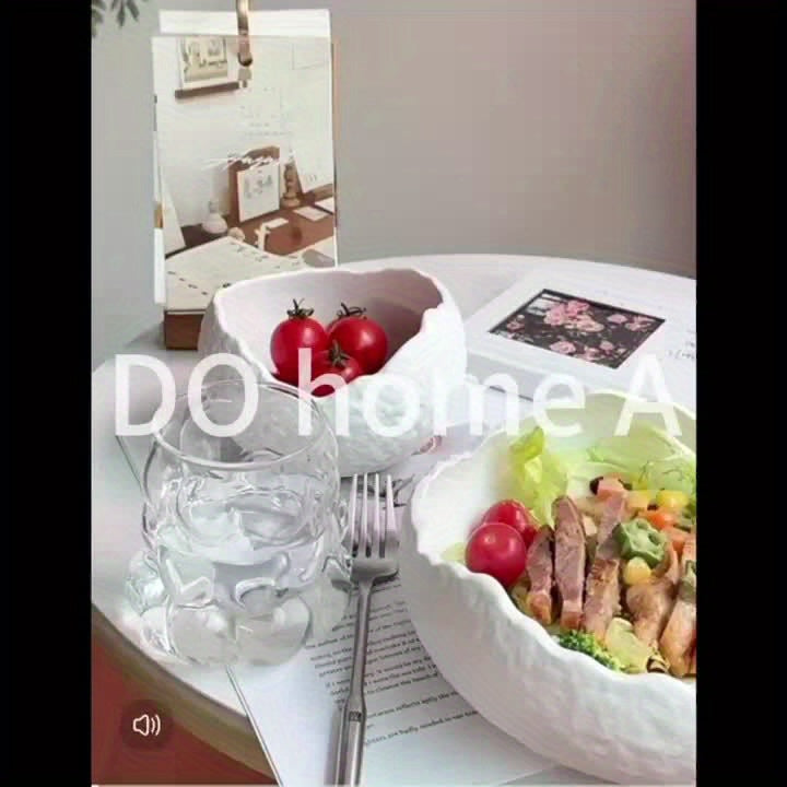 Wave-Edge Ceramic Plate (7.87") – Modern Textured Serving Plate, Microwave Safe