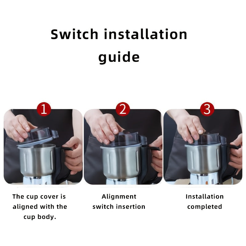 1pc Electric Coffee & Grain Grinder with High-Speed Motor (2500 RPM) & Heavy-Duty Stainless Steel - Fast Grinding for Espresso, Coffee Beans, Tea Nuggets, Spices - Suitable for Home Brewing, Modern Kitchen Appliance