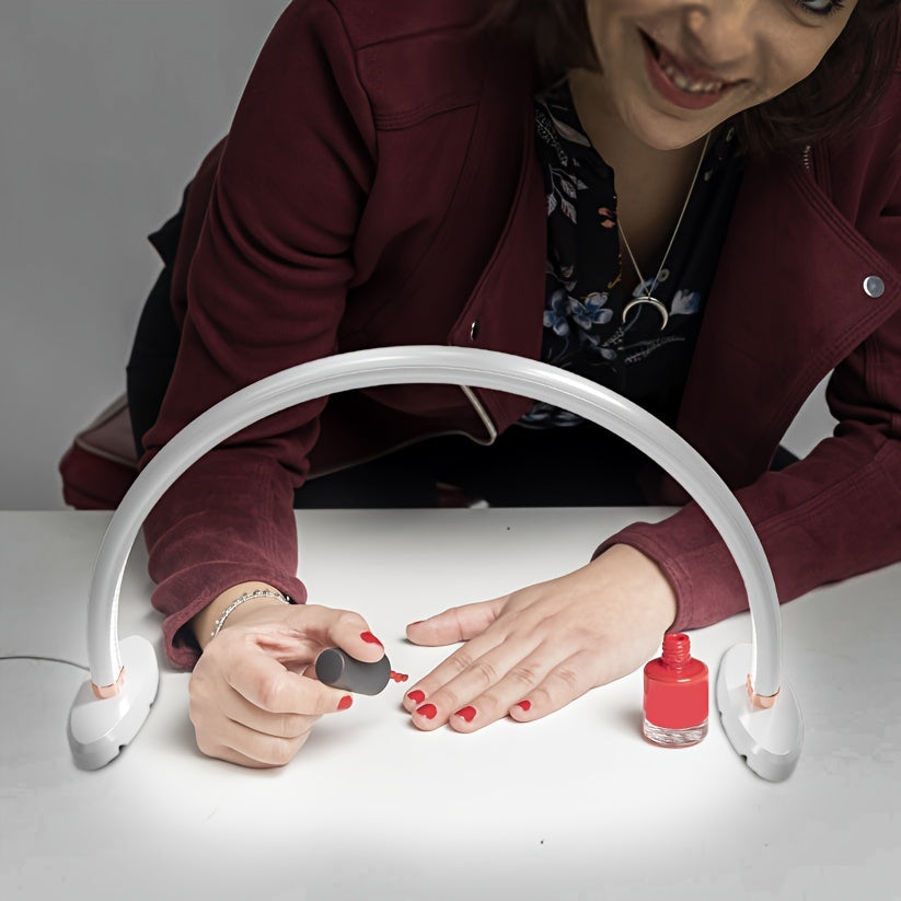 1pc Aluminum Alloy 3 Color Temperatures Dimmable Half-Moon Desk Lamp - USB-Powered Arch Light with Polished Finish for Nail Art, Crafts, Reading & Nightstand Use, Craft Lighting | Sleek Design | Adjustable Brightness, Desk La