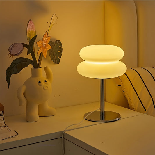 Modern Dimmable USB Powered Burger Table Lamp, Metal Base - Warm Ambient Light for Living Room, Bedroom, Home Office - Ideal Choice for Night Lights, Desk Decorations, and Bedside Lamps