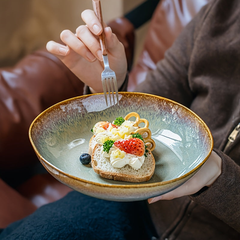 Flaming Color Asymmetrical Ceramic Plate (8") – Artistic Salad & Entrée Plate