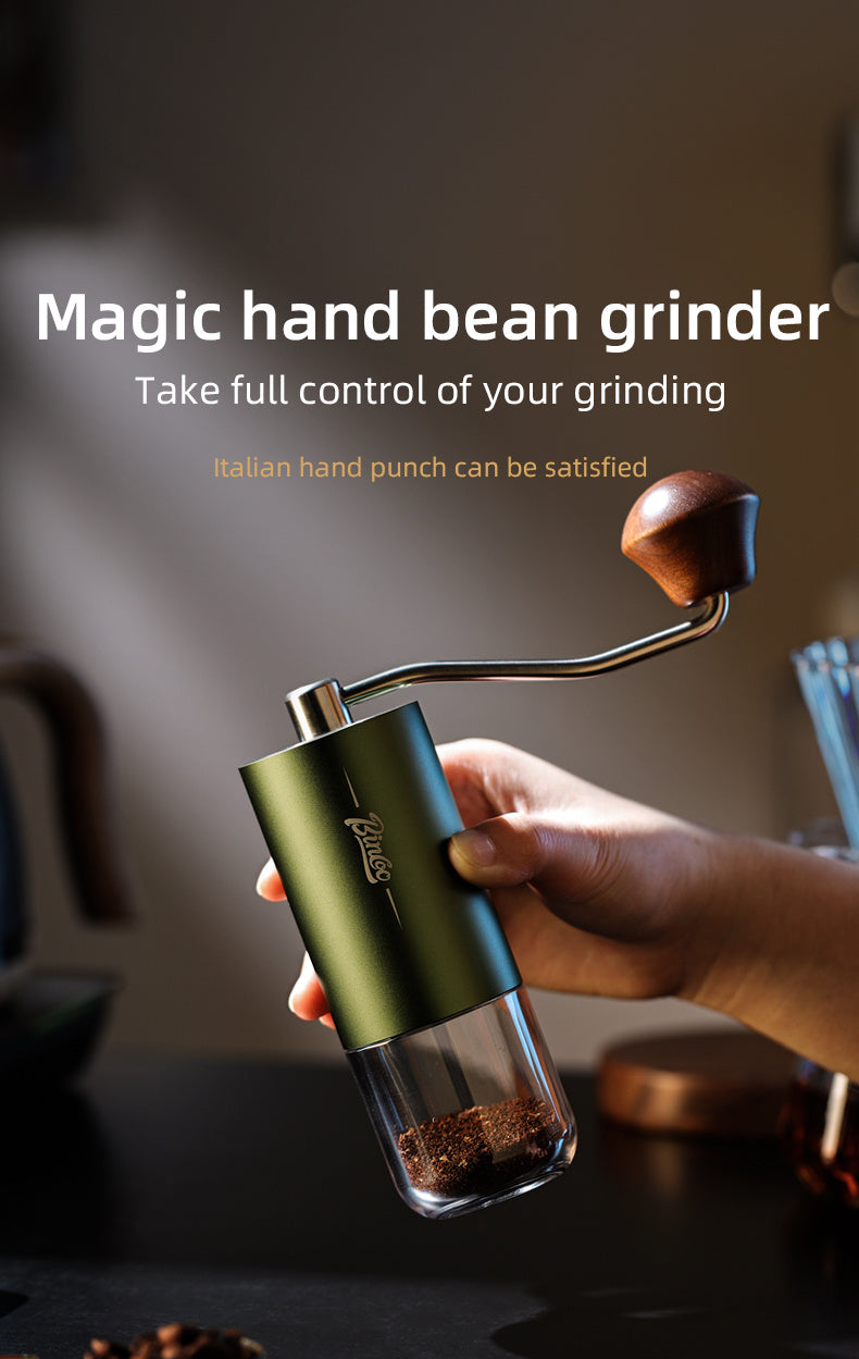 Bincoo Phantom Series Manual Coffee Grinder Featuring 6 Star Steel Burrs, a Portable Hand Crank Mill with Adjustable Grind Settings Suitable for Espresso, Pour Over, French Press, And Drip Coffee, Ideal for Home, Travel, Camp
