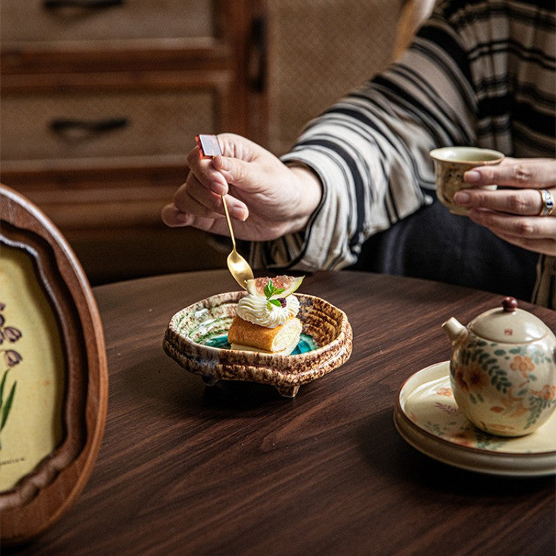 Ice Crack Glaze Ceramic Bowl Set (2-Piece, 8") – Special-Shaped Serving Bowls