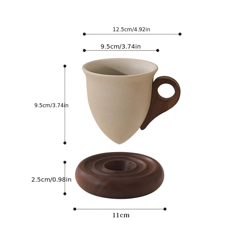 Ceramic Coffee Cup And Saucer Set | 7.44oz Round Ceramic Mugs With Base, Ideal For Cafes, Restaurants, Home Use, And Gifting