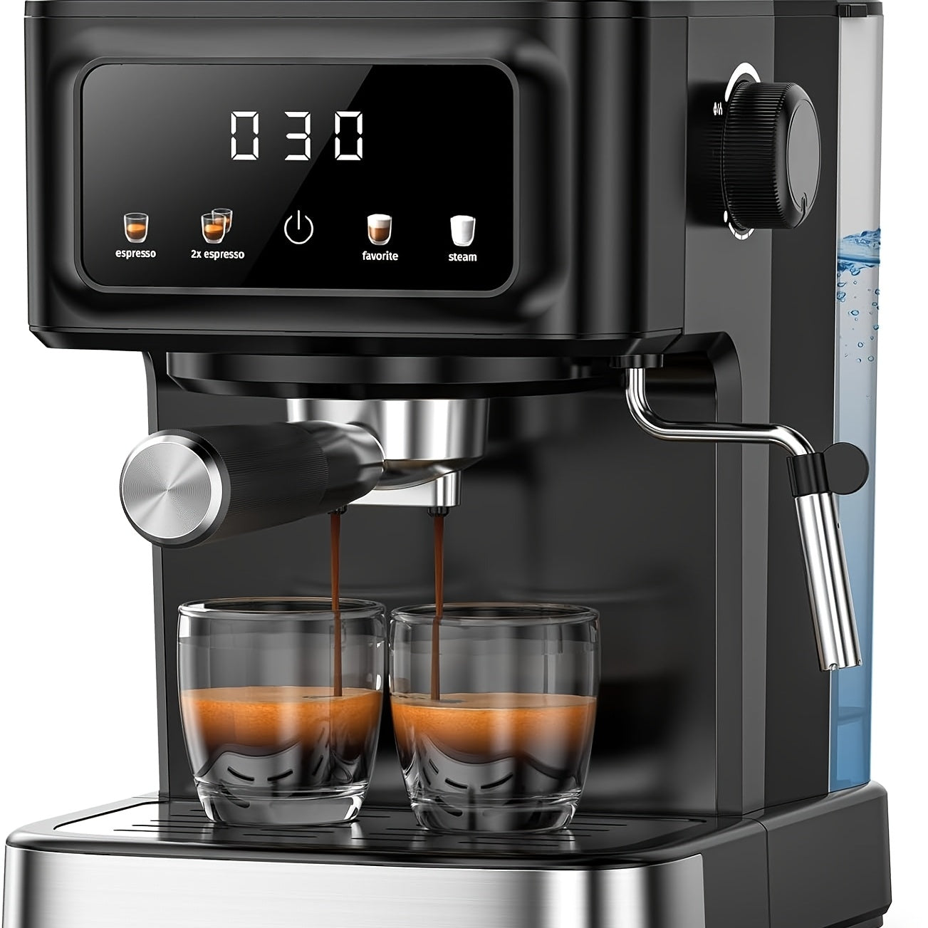 Stainless Steel Espresso Machine with Milk Frother | Fast Heating System, 40.58oz Removable Water Tank, 120V Power Supply, 304 Stainless Steel, for Home & Office Use