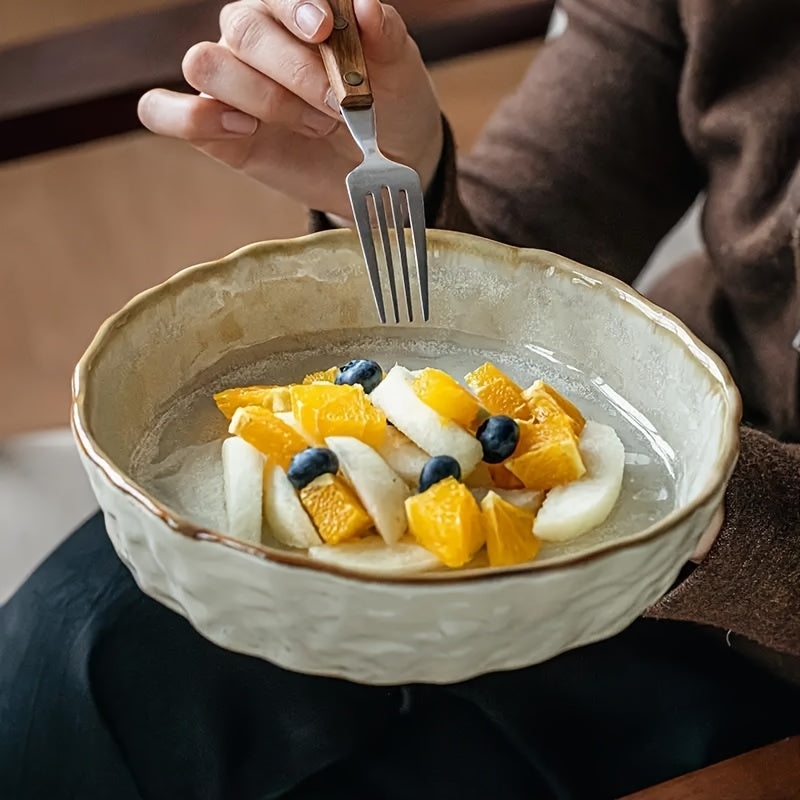 Handmade Water-Pattern Ceramic Bowl Set (2-Piece, 8") – Vintage Serving Plates