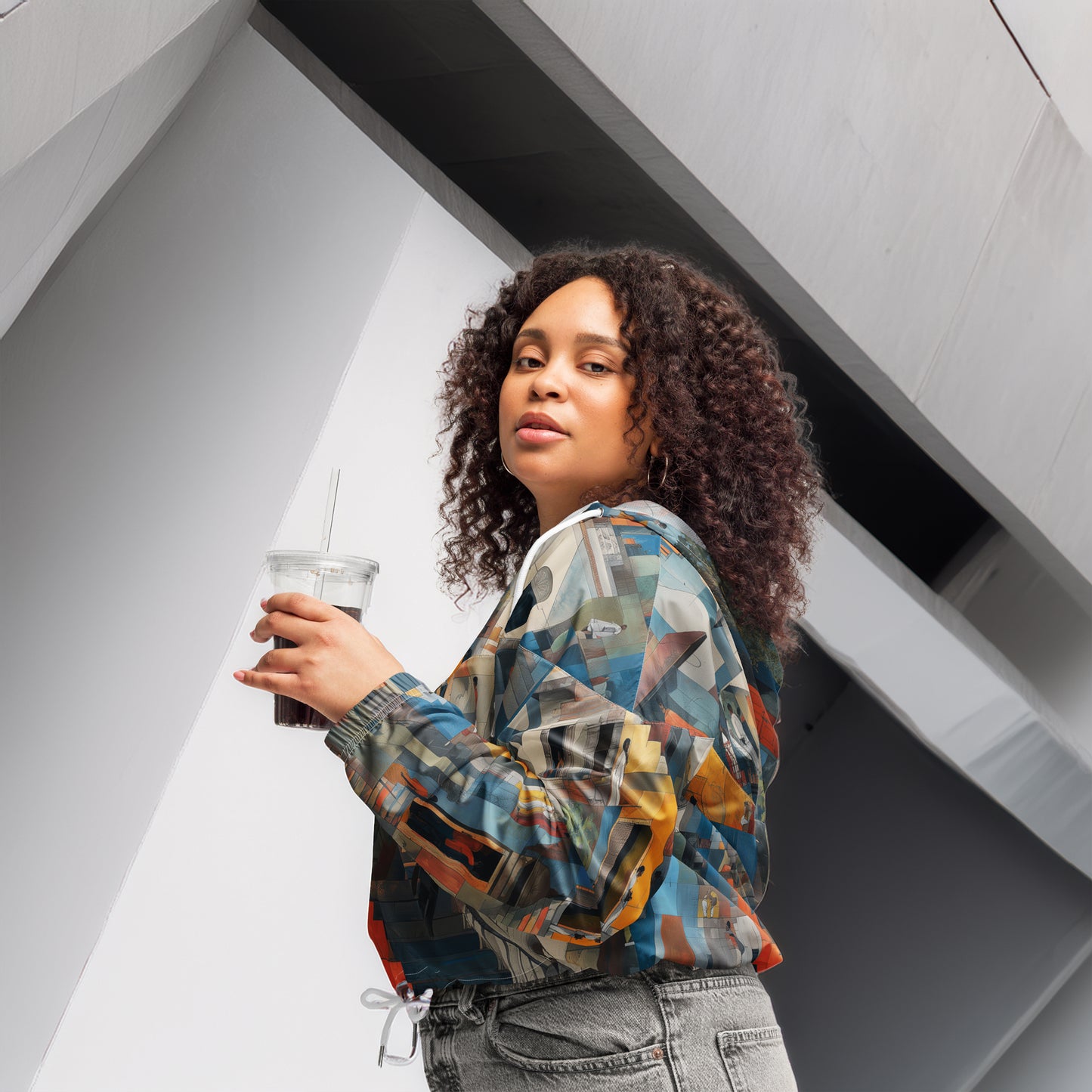 Tetrix Urban Collage – Women’s Cropped Windbreaker