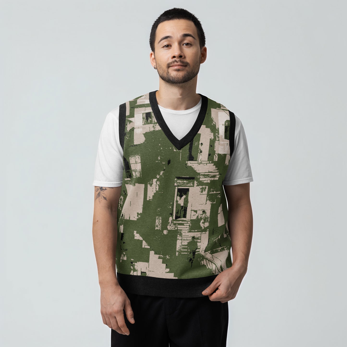 Tetrix Urban Collage – Knitted V-Neck Vest