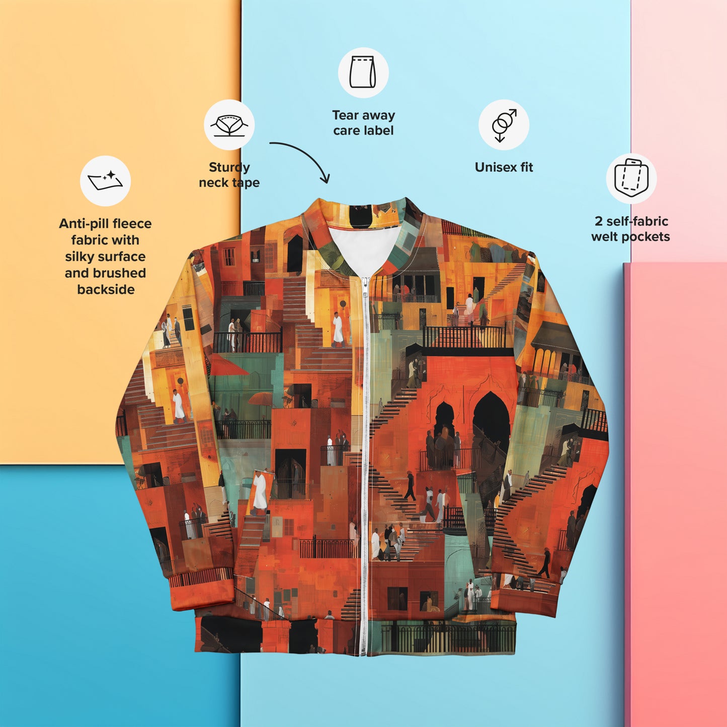 Tetrix City Layers Collage – All-Over Print Bomber Jacket