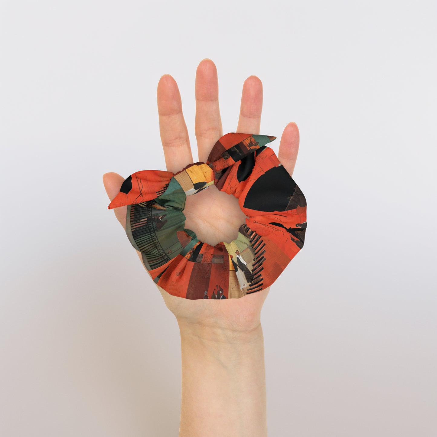 Tetrix City Layers Collage – All-Over Print Recycled Scrunchie