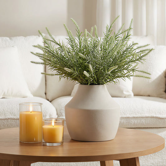 WHONLINE Ceramic Flower Vase 5.3 inch Farmhouse Rustic Vase Decorative Pottery Terracotta Vases for Home Decor Table Mantle Fireplace Living Room Bathroom Wedding Centerpiece