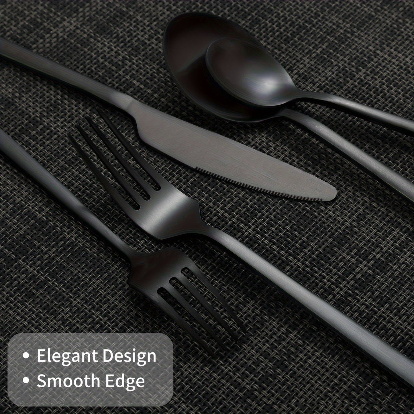 20pcs Black Luxury Rectangular Handle Cutlery Set, Durable Matte Stainless Steel Flatware Set, Dishwasher Safe, for 4, Perfect for Home, Restaurant, Hotel, Party, And Wedding Occasions, for Friends, Family, Teachers, Partners