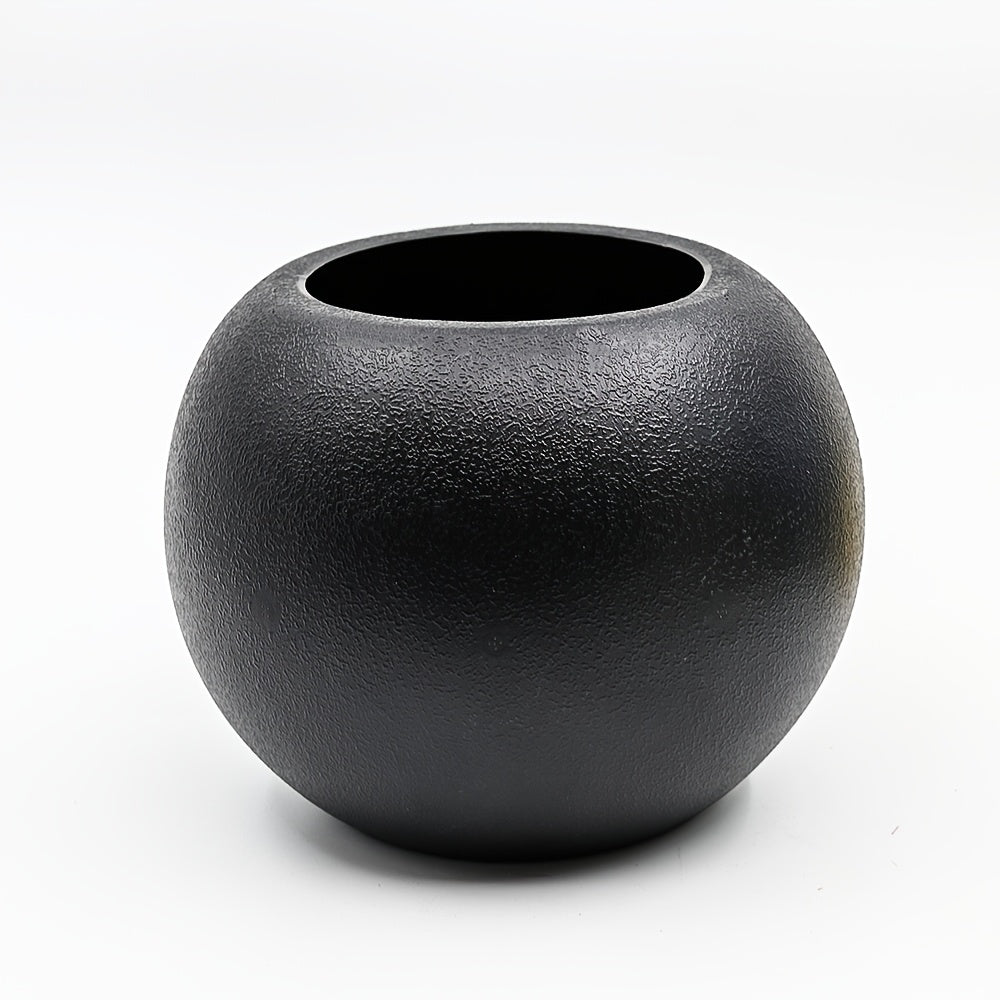 Black Spherical Vase, Decorative Urn for Artificial , Minimalist - Style Black Flower Container, Hydroponic Vase, Indoor and Outdoor Flower Pot