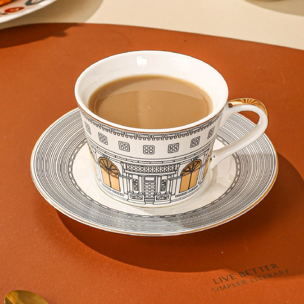 2pcs Set: 1 Cup and 1 Saucer, Ceramic Coffee Cup and Saucer for Home, Kitchen, Dining Room, Living Room, Gift, Drinking Cup, Tea Cup, Cold Drink Cup, Insulated Hot and Cold Mug, Coffee Cup with Saucer. Suitable for Tea, Coffe
