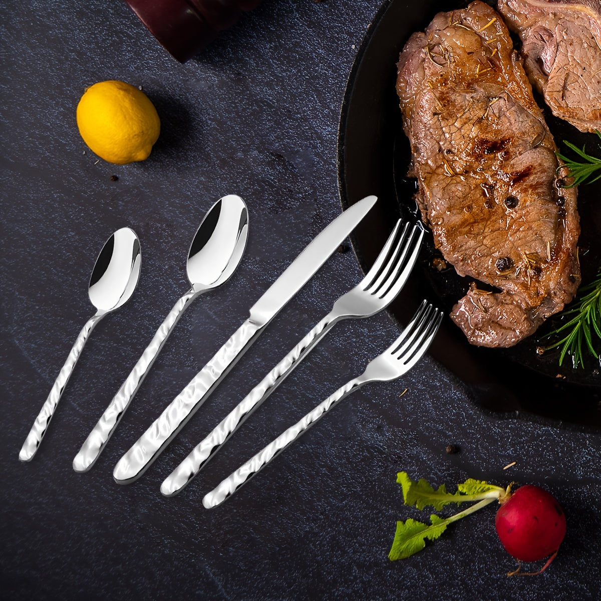 Silverware Set, 40PCS/60PCS Stone Handle Set - Mirror Polished, Dishwasher Safe - Suitable for Home, Catering, Parties, Weddings & Restaurants - For Families & Entertainers