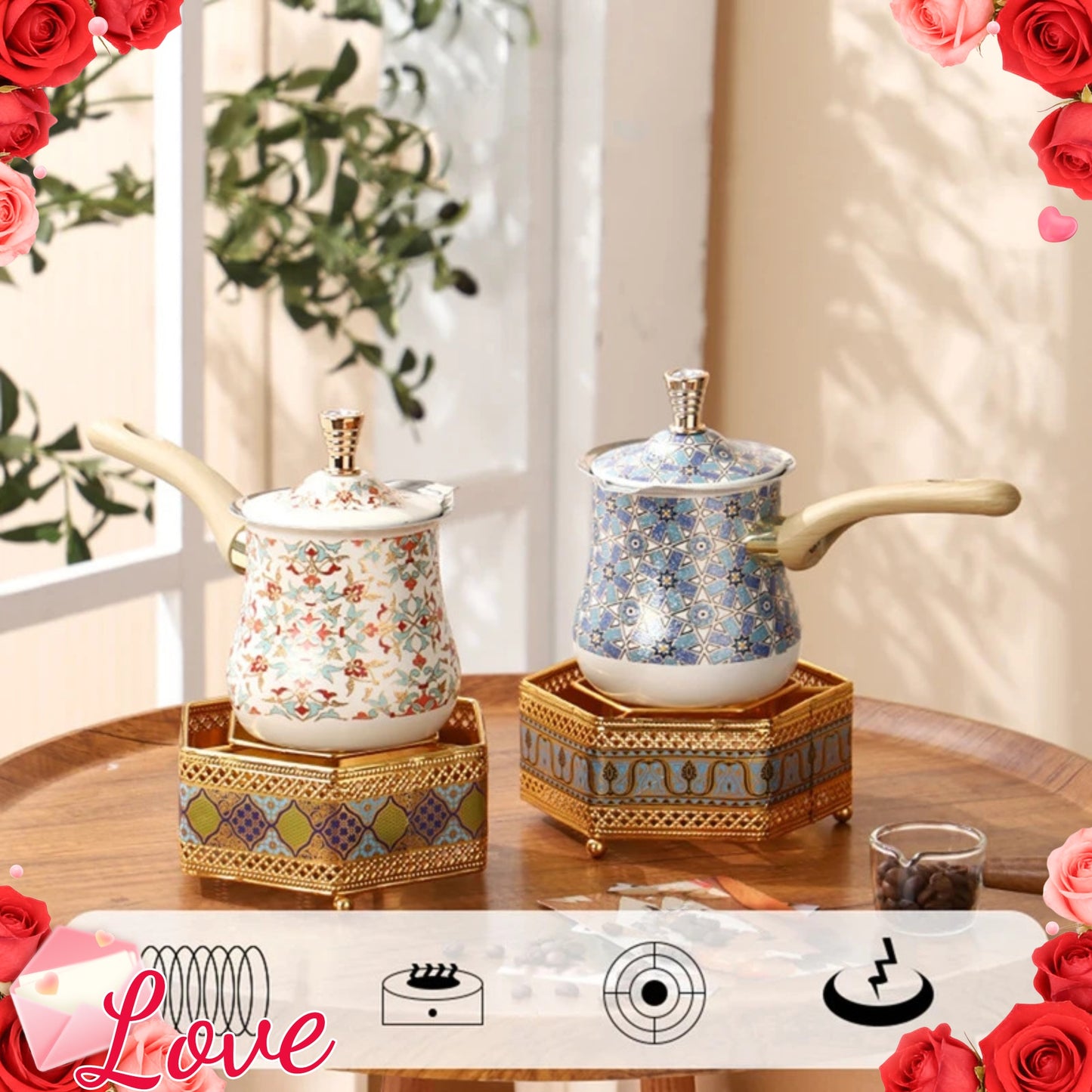 [Stainless Steel | Turkish] Stainless Steel Turkish Coffee Pot | 720ml, Long Handle, Portable Butter Warmer & Chocolate Melter, Heavy-Duty 201 Steel, Traditional, for Camping, Picnics