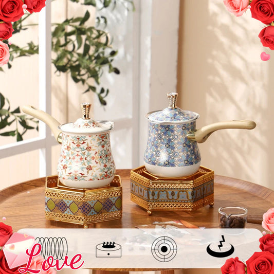 [Stainless Steel | Turkish] Stainless Steel Turkish Coffee Pot | 720ml, Long Handle, Portable Butter Warmer & Chocolate Melter, Heavy-Duty 201 Steel, Traditional, for Camping, Picnics