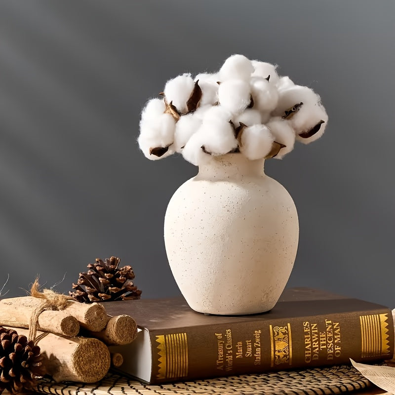 Handcrafted Boho Ceramic Vase | Cylindrical Shape with Unique Texture, White Inner Wall, Versatile for Wedding Decor, Living Room, and Bathroom, Ideal for Fresh and Dried Flowers