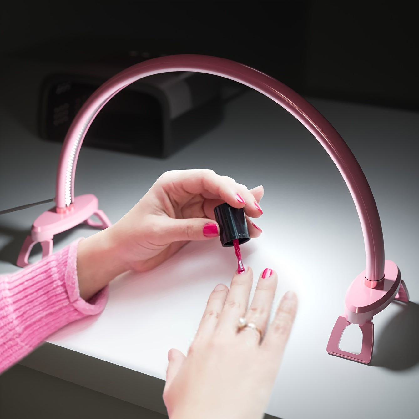 1pc Aluminum Alloy 3 Color Temperatures Dimmable Half-Moon Desk Lamp - USB-Powered Arch Light with Polished Finish for Nail Art, Crafts, Reading & Nightstand Use, Craft Lighting | Sleek Design | Adjustable Brightness, Desk La