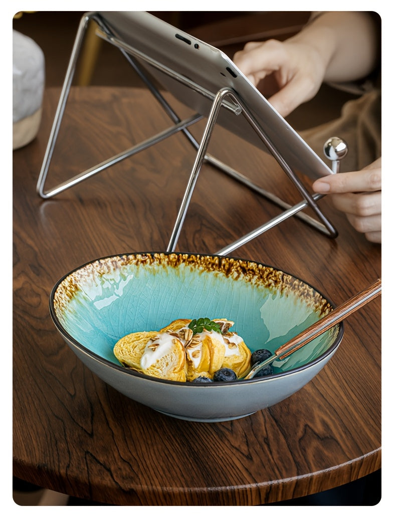 Ice Crack Glaze Ceramic Bowl (8") – Scratch-Resistant Ramen & Pasta Bowl