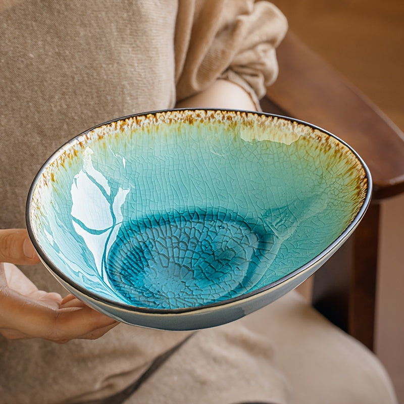 Ice Crack Glaze Ceramic Bowl (8") – Scratch-Resistant Ramen & Pasta Bowl