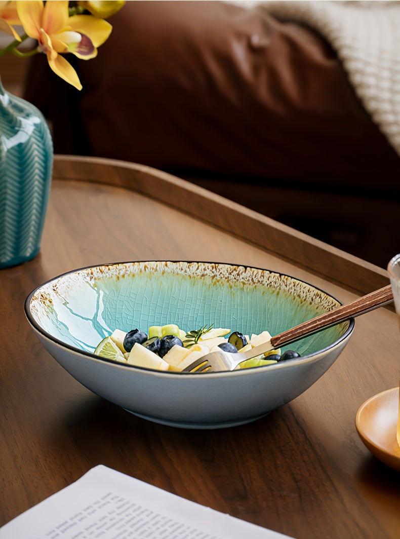 Ice Crack Glaze Ceramic Bowl (8") – Scratch-Resistant Ramen & Pasta Bowl